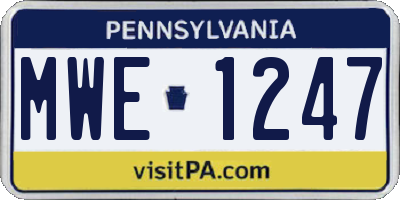 PA license plate MWE1247