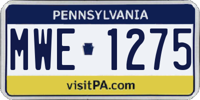 PA license plate MWE1275