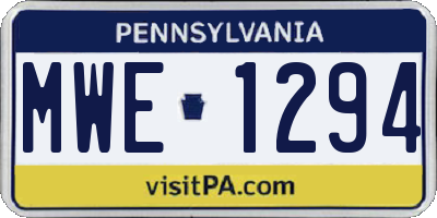 PA license plate MWE1294