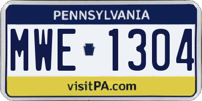 PA license plate MWE1304