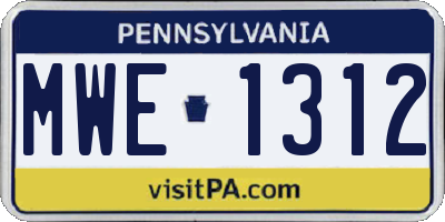 PA license plate MWE1312