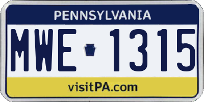 PA license plate MWE1315