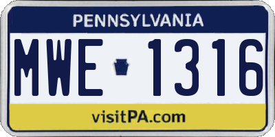 PA license plate MWE1316