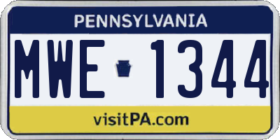 PA license plate MWE1344