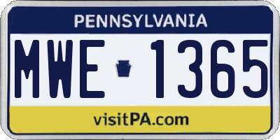 PA license plate MWE1365