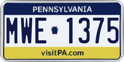 PA license plate MWE1375