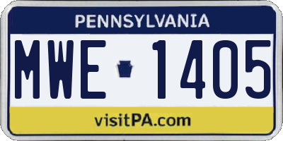 PA license plate MWE1405