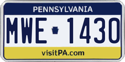 PA license plate MWE1430