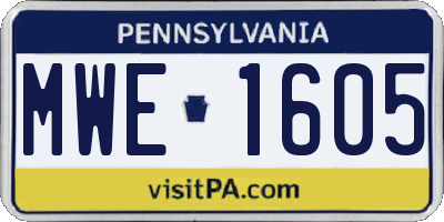 PA license plate MWE1605