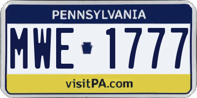 PA license plate MWE1777