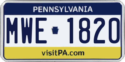 PA license plate MWE1820