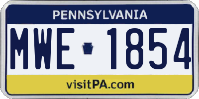 PA license plate MWE1854