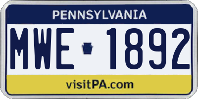 PA license plate MWE1892
