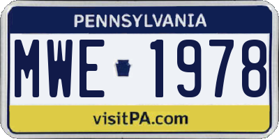 PA license plate MWE1978