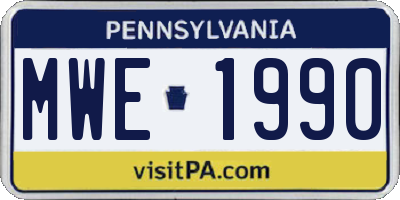PA license plate MWE1990