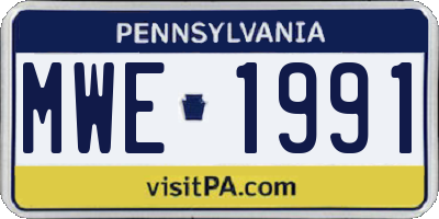 PA license plate MWE1991