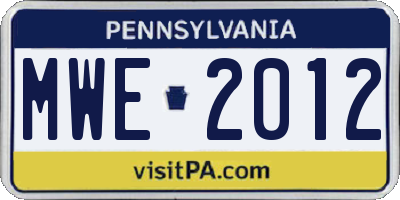 PA license plate MWE2012