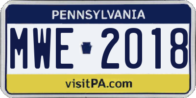 PA license plate MWE2018