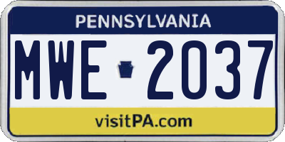 PA license plate MWE2037