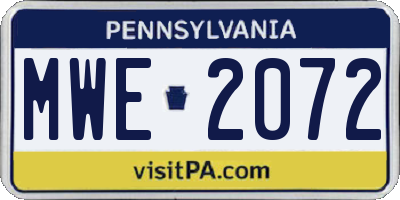 PA license plate MWE2072