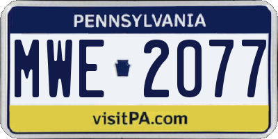PA license plate MWE2077