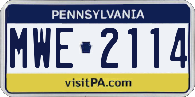 PA license plate MWE2114
