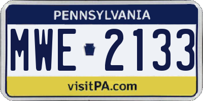 PA license plate MWE2133