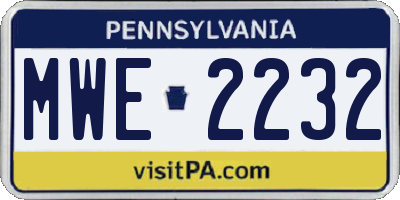 PA license plate MWE2232