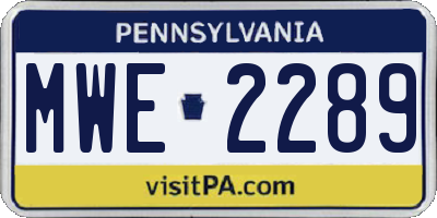 PA license plate MWE2289