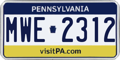 PA license plate MWE2312
