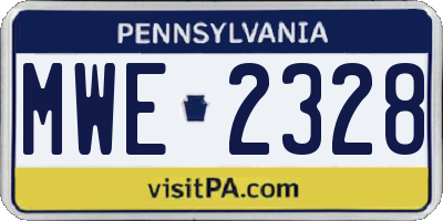PA license plate MWE2328