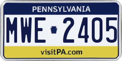 PA license plate MWE2405