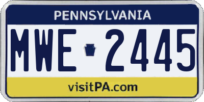 PA license plate MWE2445