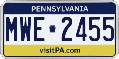 PA license plate MWE2455