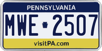 PA license plate MWE2507
