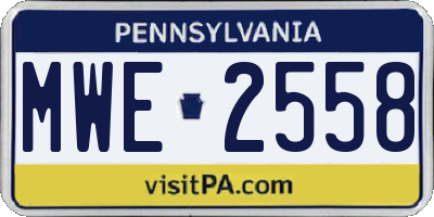 PA license plate MWE2558