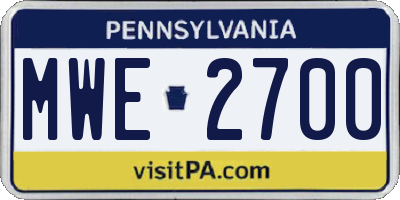 PA license plate MWE2700