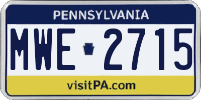 PA license plate MWE2715