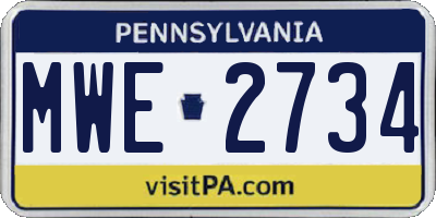 PA license plate MWE2734