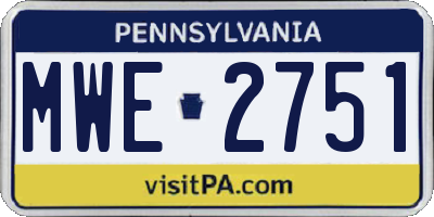 PA license plate MWE2751