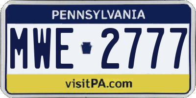 PA license plate MWE2777