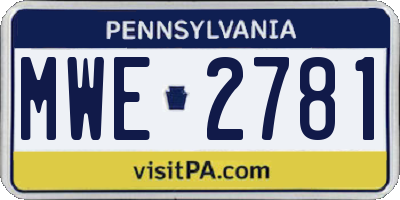 PA license plate MWE2781