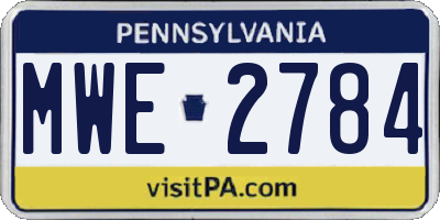 PA license plate MWE2784