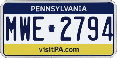 PA license plate MWE2794