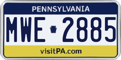 PA license plate MWE2885