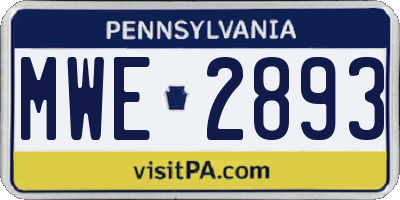 PA license plate MWE2893