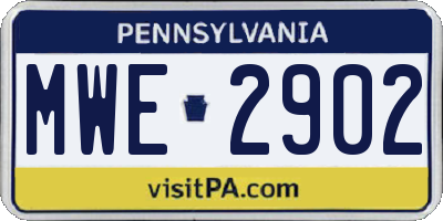 PA license plate MWE2902