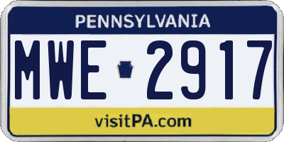 PA license plate MWE2917