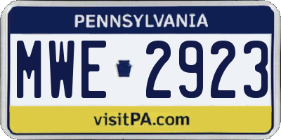 PA license plate MWE2923