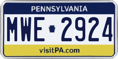 PA license plate MWE2924